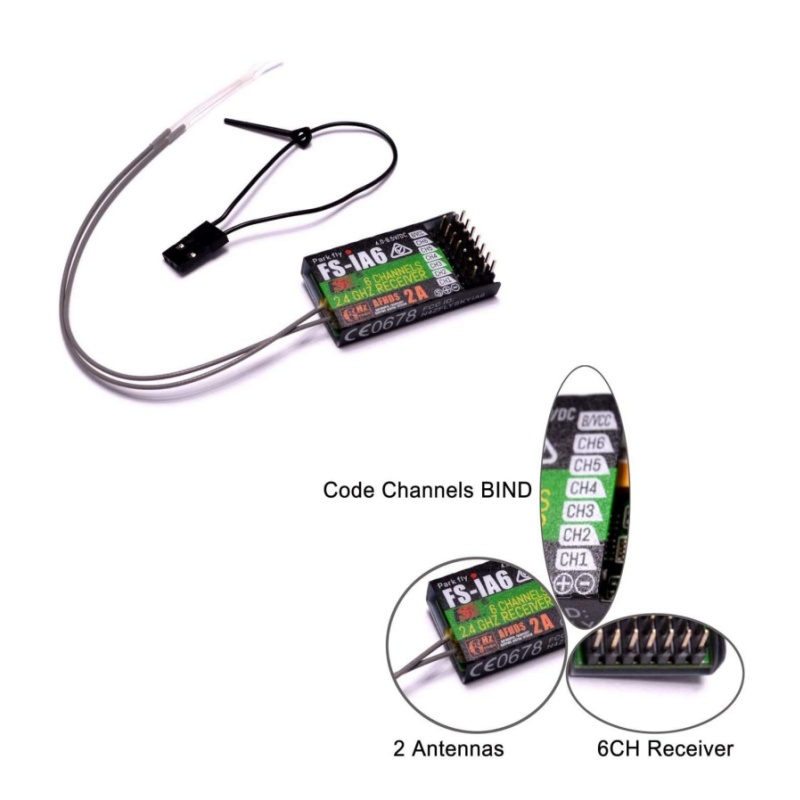 Drone Rc Battery - ฟลายสกาย FS-IA6 ตัวรับสัญญาณ 6CH เสาอากาศคู่ iBus