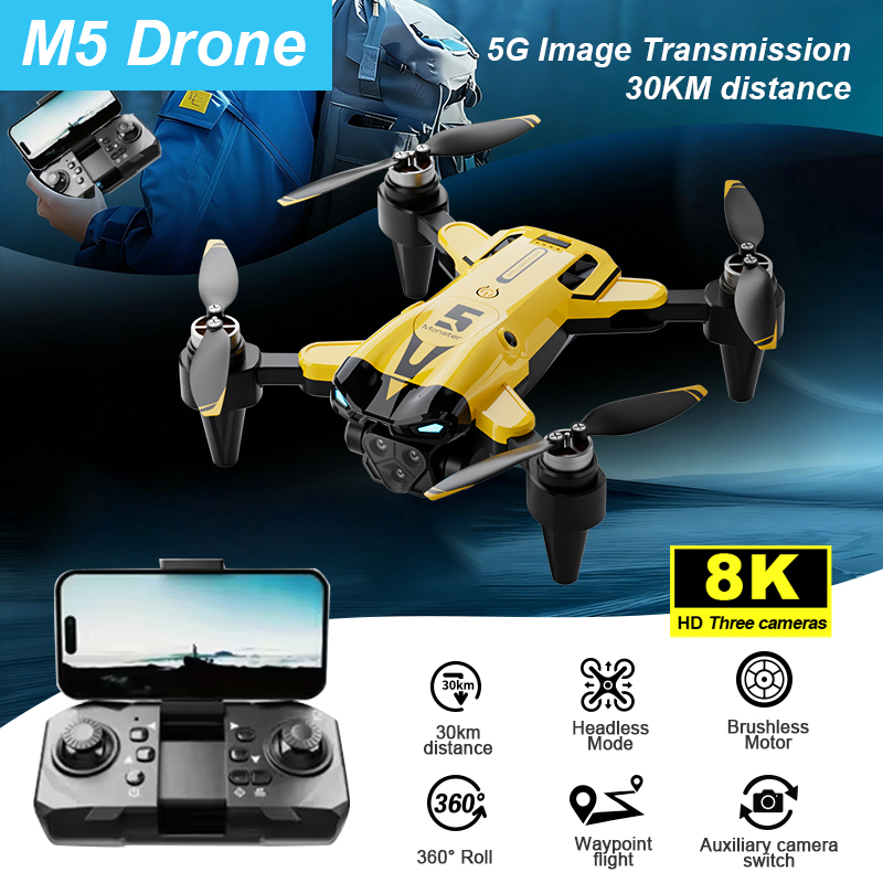 Drone Smart Rc Foldable - โดรน M5 สมาร์ทดรอน พร้อมกล้อง มอเตอร์ไร้แปรงถ่าน พับเก็บได้