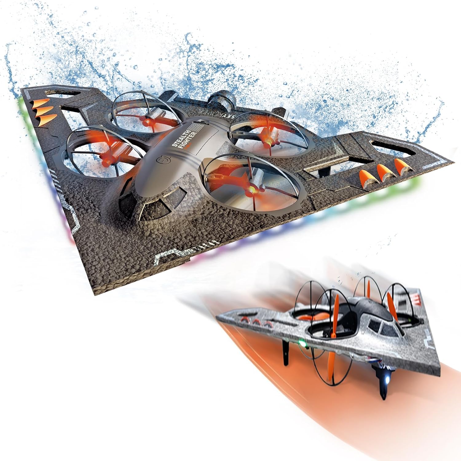 Drone Rc Fighter Jet - เครื่องบินเจ็ทบังคับวิทยุ 3-in-1 – บินได้ทั้งทางอากาศ ทางบก และทางน้ำ