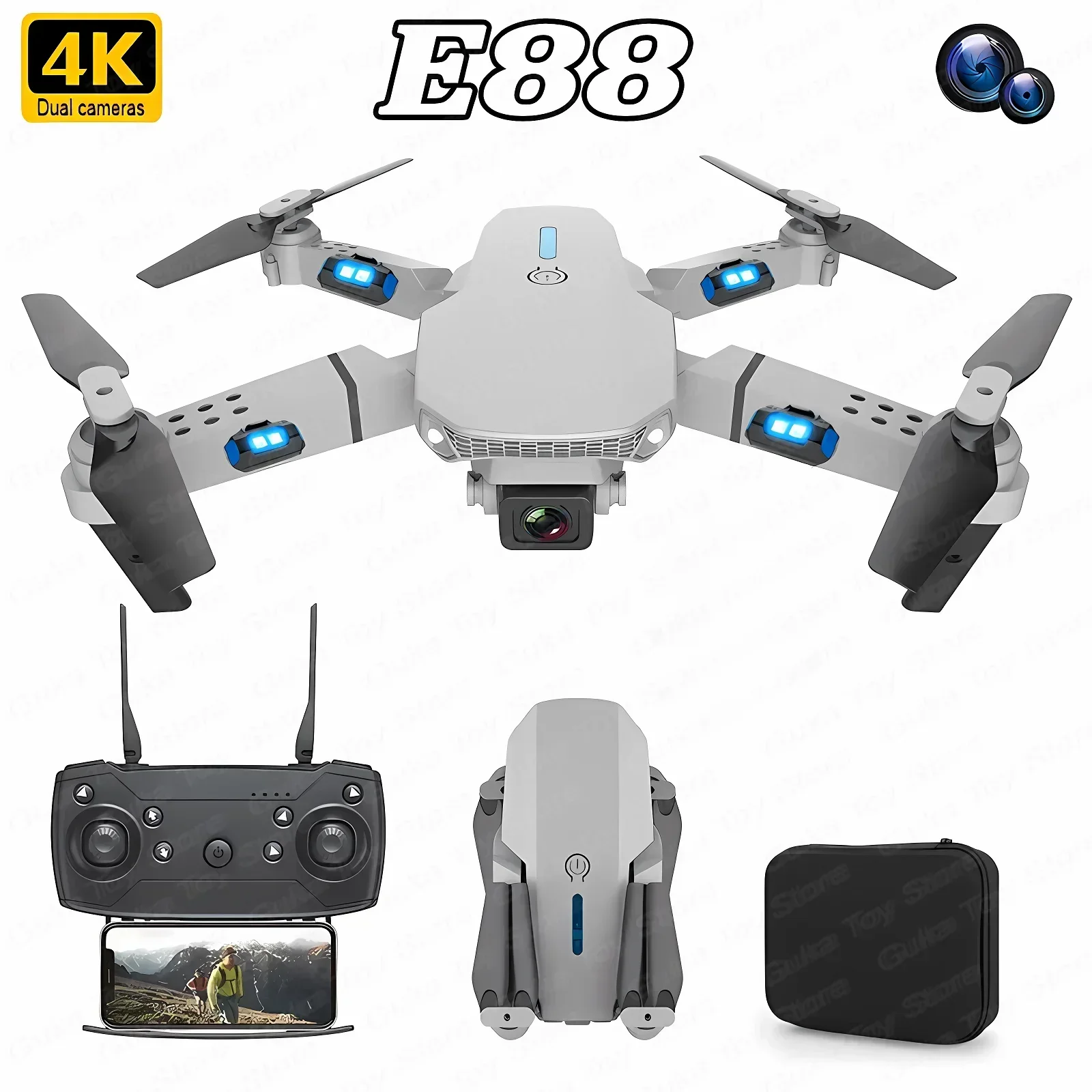 Drone Rc Fpv Pro - E88 Pro WIFI FPV Droneมุมกว้างHD 4K