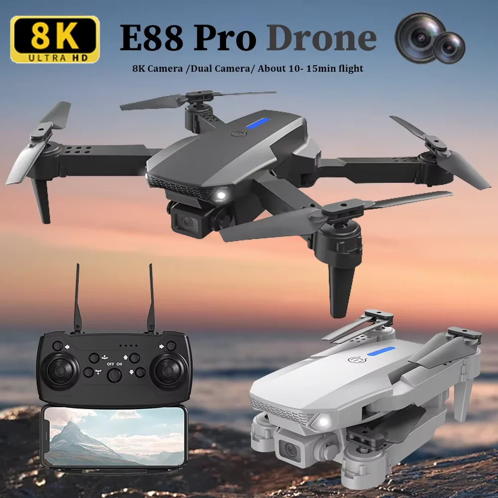 โดรนถ่ายภาพทางอากาศ E88 4K HD  - Drone Smart Rc Foldable บทวิจารณ์และราคา